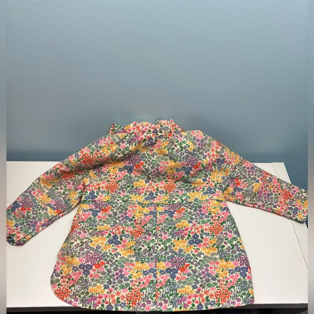 Toddler Girls Next Multi Colored Floral Windbreaker Full Zip Hooded Jacket 2T - Picture 3 of 5